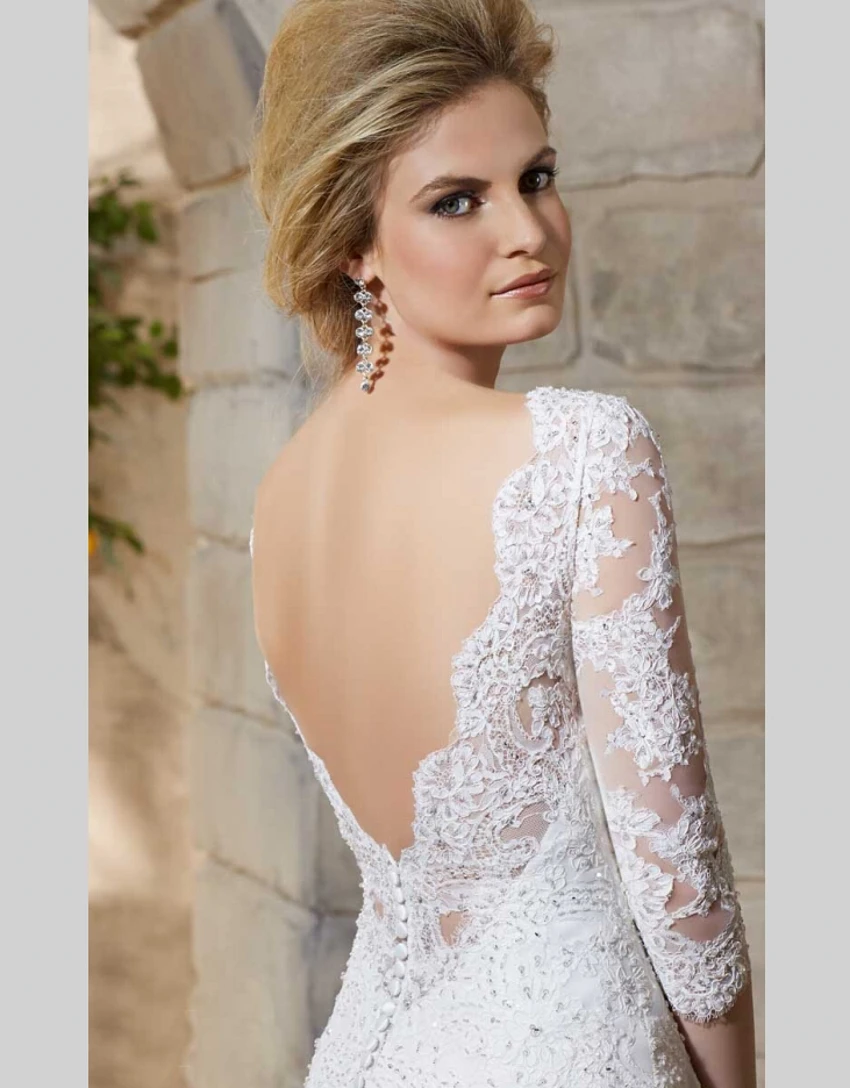 

Sexy Backless A Line Long Sleeve Lace China Elegant bridal Gown Vestido De Novia robe de mariage mother of the bride dresses
