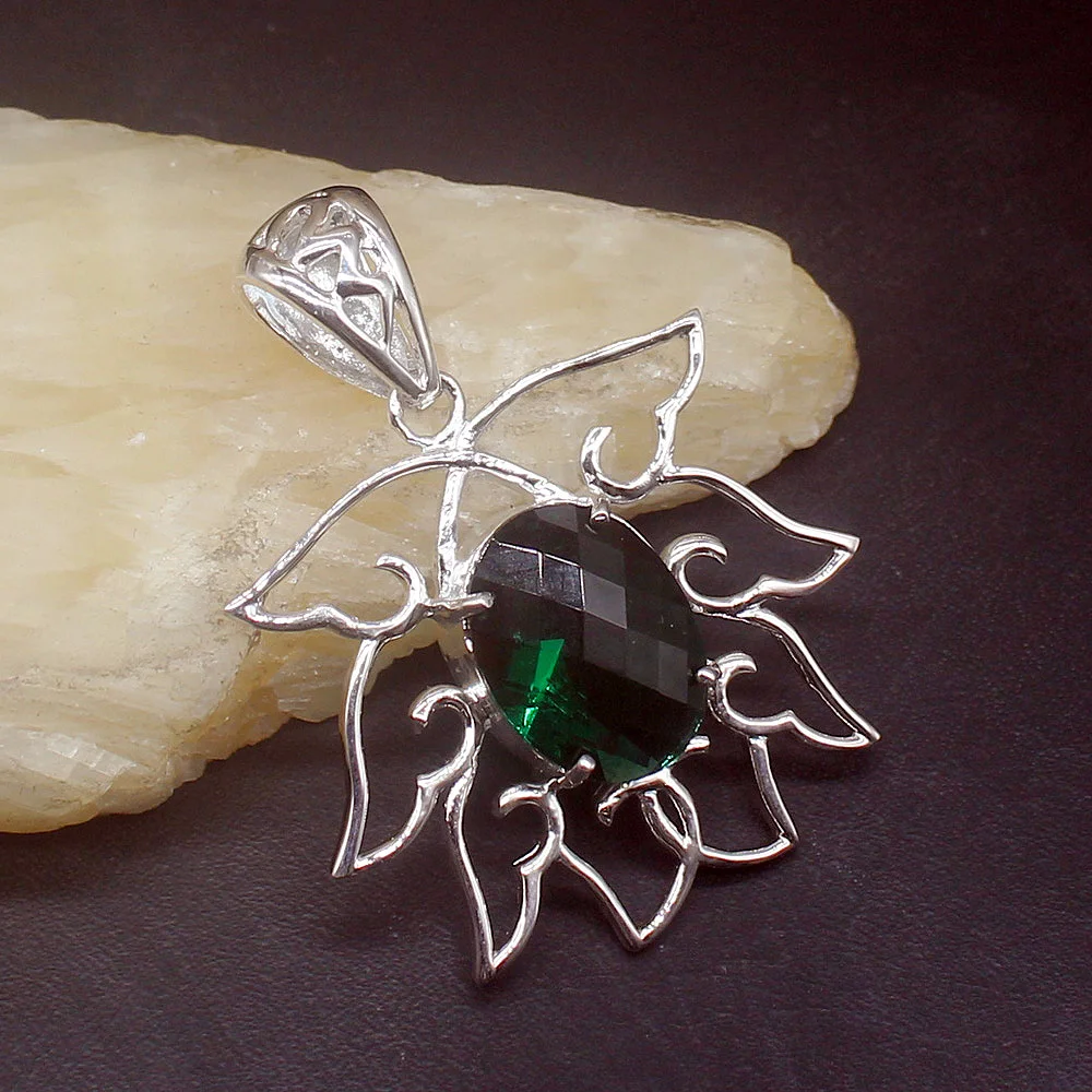 

Fashion Jewelry Unique Genuine 925 Silver Beautiful Roaring Green Topaz Charm Pendant Necklace Gifts for Women Girls 20213810