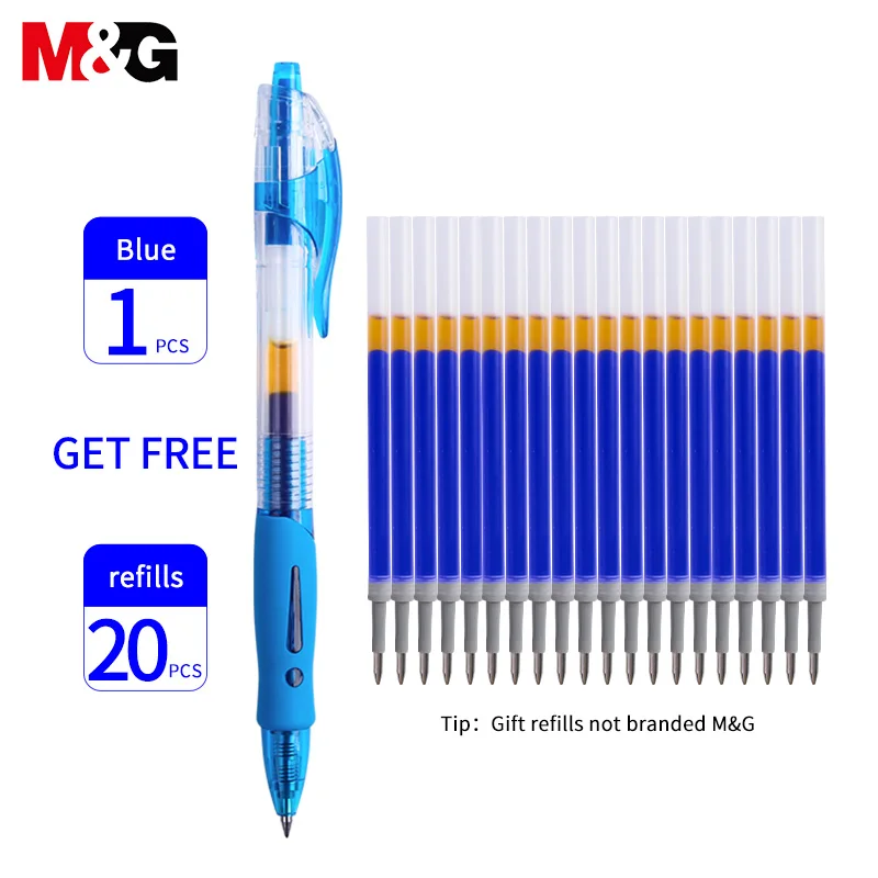

M&G 21pcs/lot Refillable Gel Pen 0.5mm retractable Liquid ink pen for School Office business Supplies Stationary