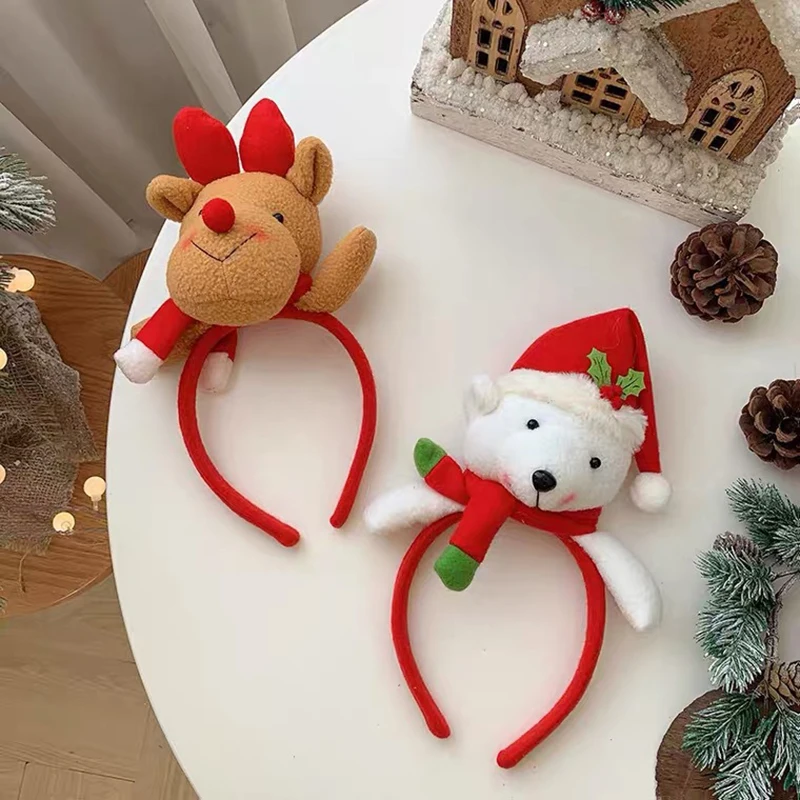 

1PC Xmas Doll Hair Hoop Stylish Christmas Style Plush Kids Adult Christmas Party Headwear Snowman Elk Hair Hoop Wholesale