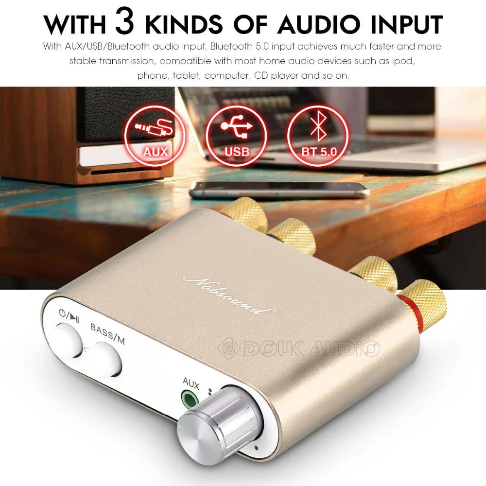Nobsound HiFi 100 Вт мини TPA3116 Bluetooth цифровой усилитель стерео усилитель HiFi аудио приемник USB ЦАП с питанием
