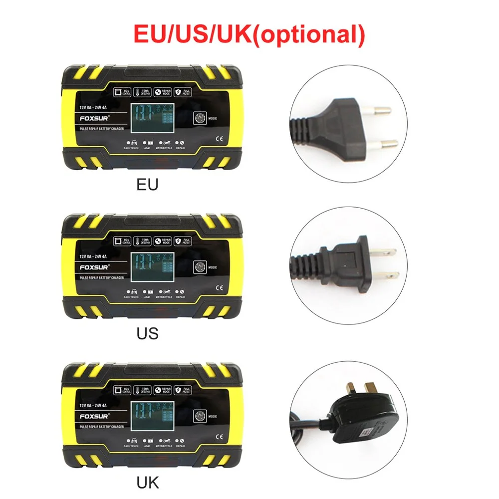 FOXSUR 12 В/24 В мотоцикл и автомобиль автоматический UPS Интеллектуальный ЖК дисплей EFB