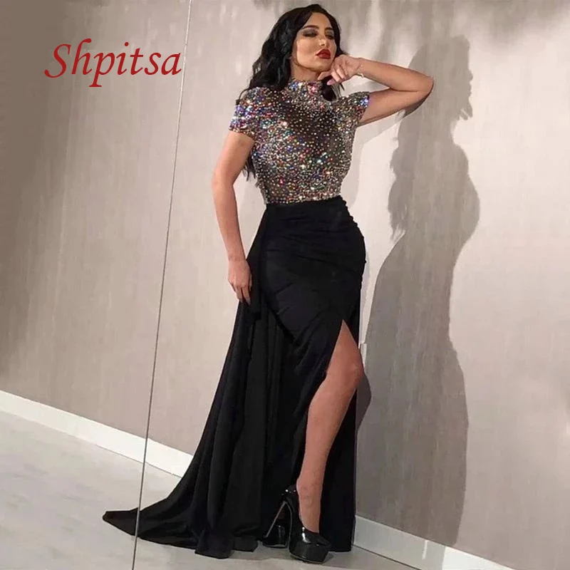 

Роскошные Длинные вечерние платья для вечеринки А-силуэта, женские вечерние платья большого размера со стразами и бисером для выпускного в...