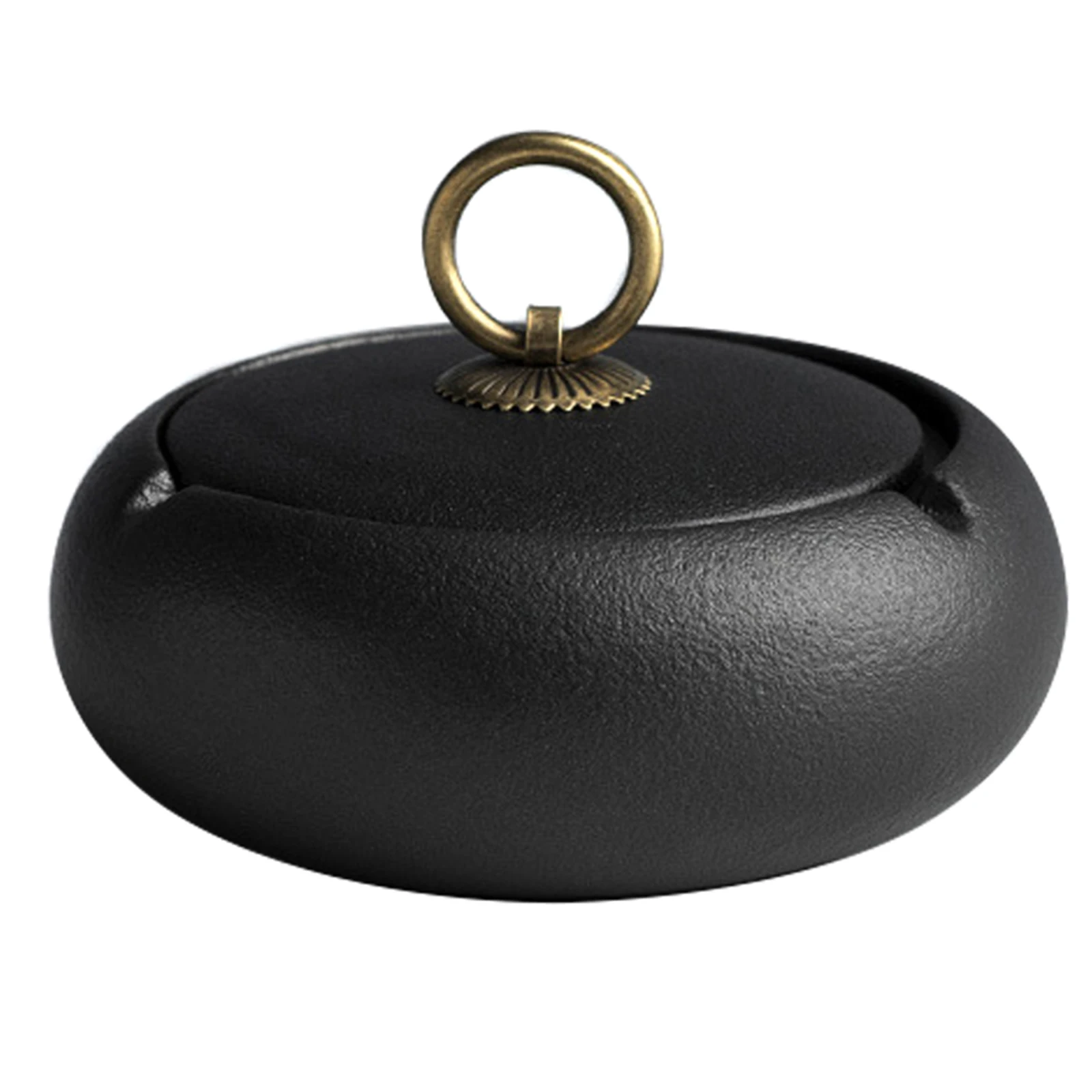 

Black Ceramic Ashtray Personality Fashion Windproof Large with Lid for Living Room Home Office European Style Ashtray MD7