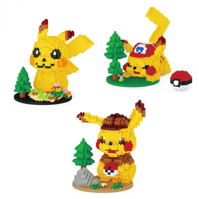 

Genuine Pokemon Pikachu Figure Model Building Block Cartoons Mini Bricks DIY Assembled Game Graphics Kids Education Toys Gifts