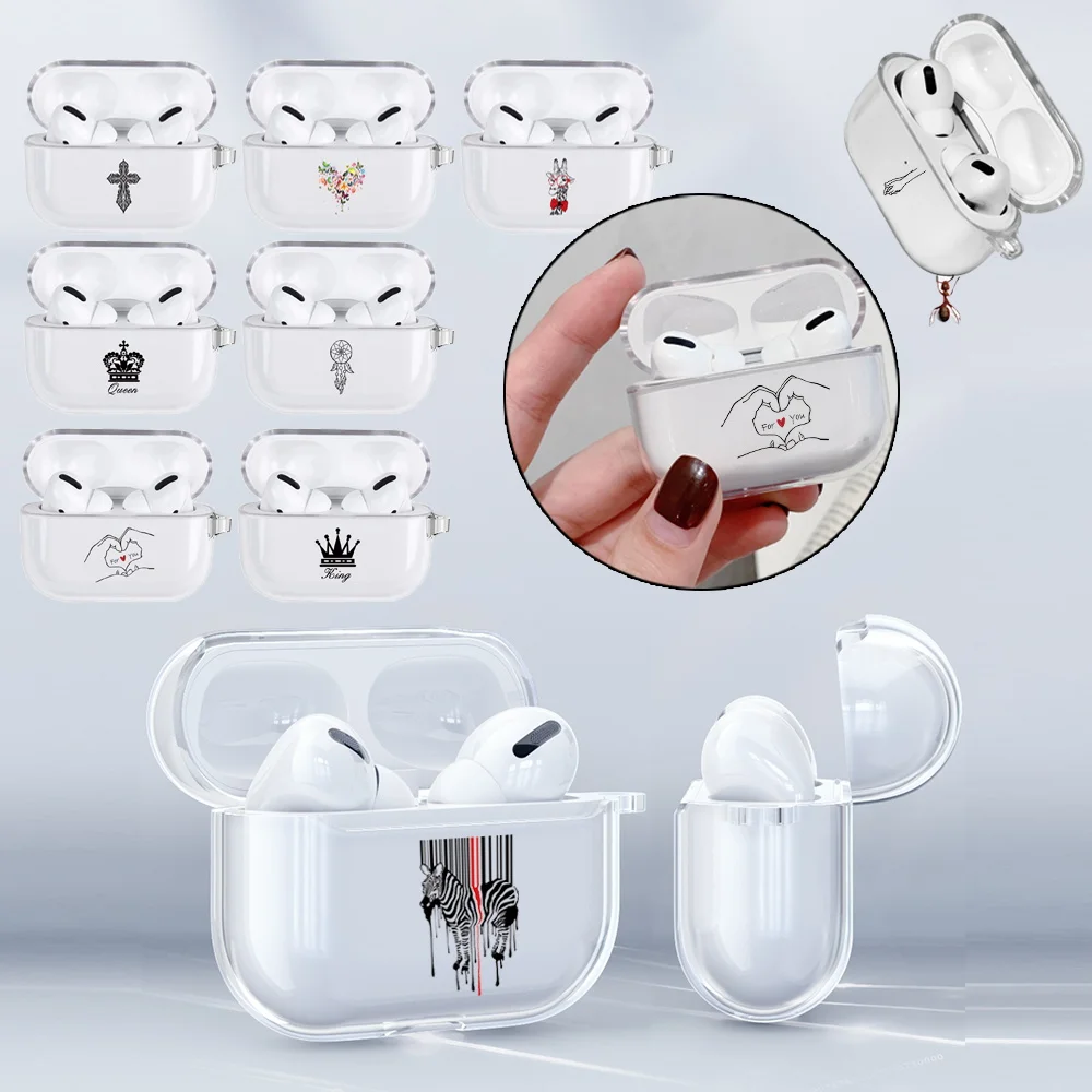For Apple AirPods Pro Dust-proof Earphone Case Anti-fall Silicone Transparent Protective Cover Print Airpod Pro Protective Case
