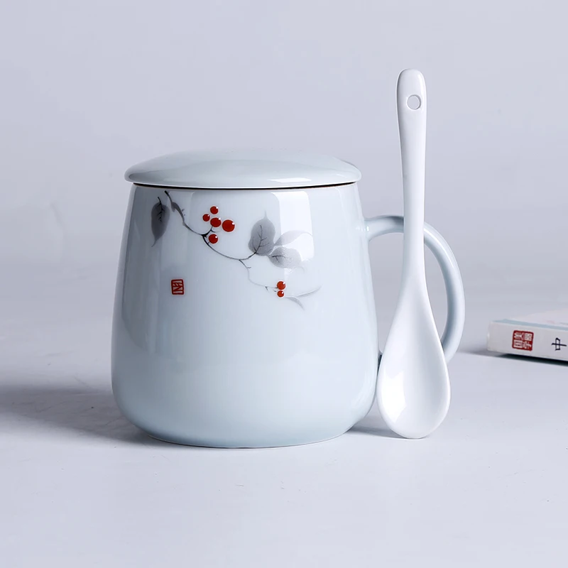 Кофейная кружка чашка вакуумная керамическая с крышкой многоразовый стакан на