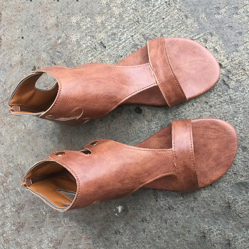 

Women Sandals Soft Leather Flat Sandals Shoes Women Plus Size Peep Toe Summer Sandals Casual Gladiator Beach Sandalias Mujer