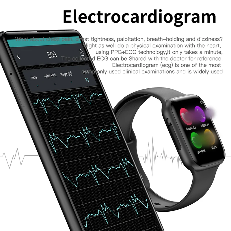 Смарт-часы MAFAM IWO W34 с Bluetooth ЭКГ пульсометр звонки циферблаты полный сенсорный