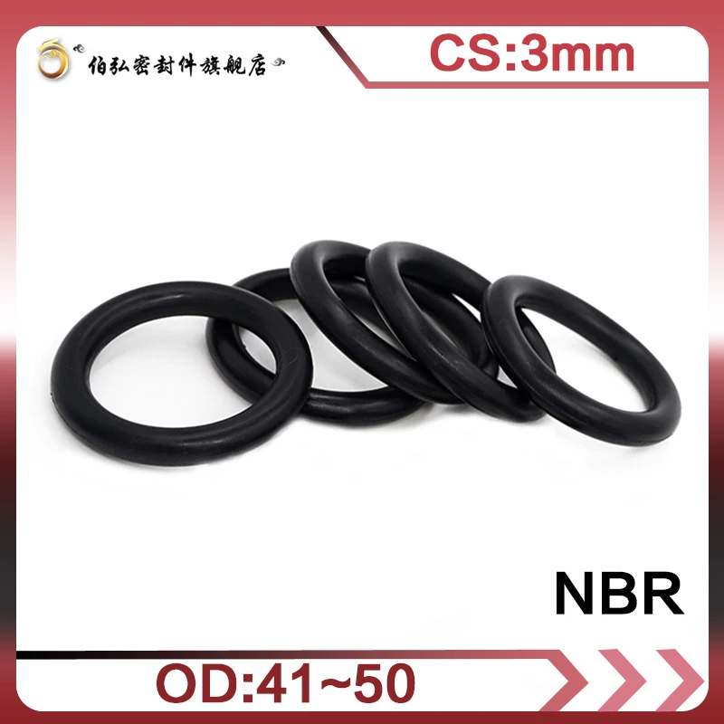 

Nitrile Rubber O-Ring 20PCS/lot NBR Sealing CS 3mm OD41/42/43/44/45/46/47/48/50mm O-Ring Seal Gasket Ring