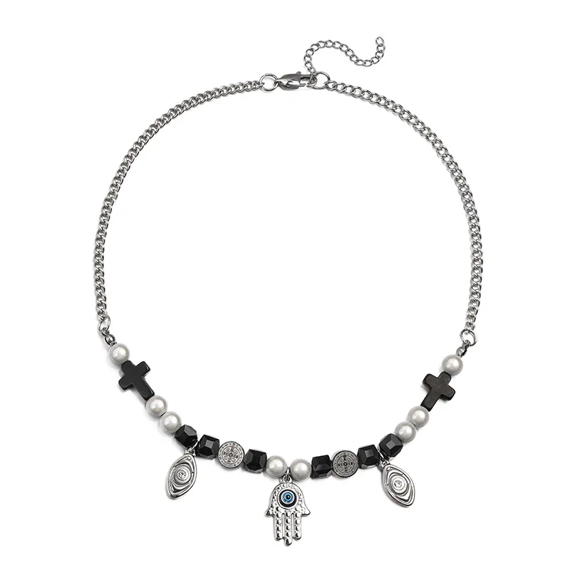 

Модное простое ожерелье в стиле хип-хоп, ожерелье с круглыми бусинами из титановой стали, ожерелье из нержавеющей стали