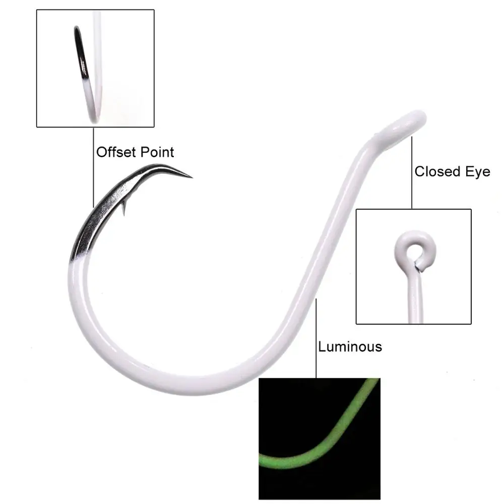 5/10pcs Black Nickel Glow Circle Hook - High Carbon Steel Saltwater Fishing Hook for Catfish, Bass, Snapper, Perch, Tuna image 5