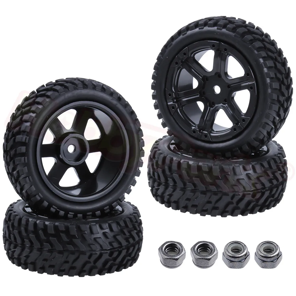 4PCS 76mm Tires & 7 Spokes Wheels Rims Set Foam Inserts 12mm Hex Hub With M4 Lock Nuts For RC 1:10th Scale Rally Racing Car | Игрушки и