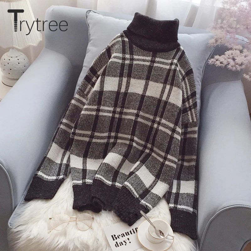 Осень-зима 2020 женский свитер Trytree повседневный акриловый пуловер с высоким
