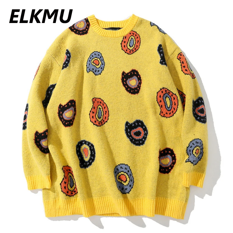 Вязаные свитера ELKMU с креативным принтом зима 2020 Харадзюку повседневная