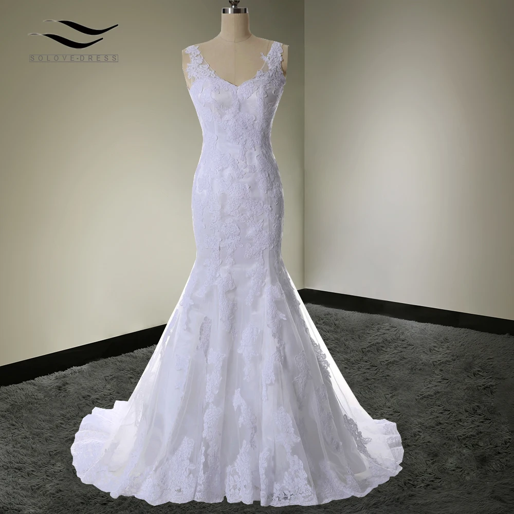 

Очаровательное милое кружевное свадебное платье русалки длиной до пола, на тонких бретельках, винтажное кружевное свадебное платье (SL-W516)