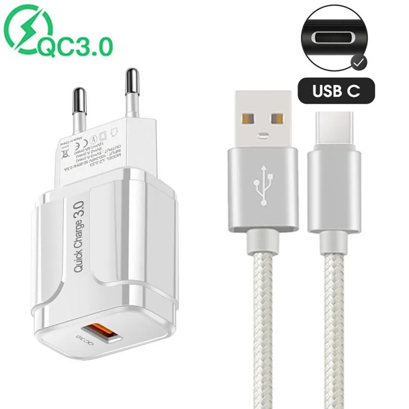Адаптер для быстрой зарядки QC 3 0 USB C кабель передачи данных Xiaomi MI A3 A2 10T Redmi 9 Note 10 9S 8