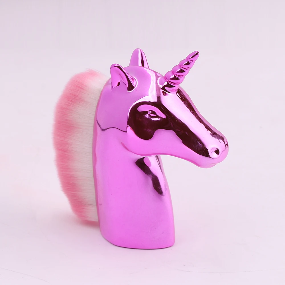 pink Новейшая модель; уникальный дизайн Единорог кисти для макияжа цветов радуги синтетические волосы кисть для румян Кисть для нанесения пудры Красота инструмент Pinceaux - Handle Color: pink