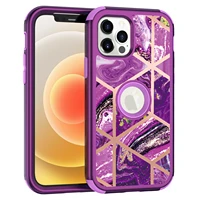 hard case for iphone 12 pro promax mini 11 x xs 3 in 1 marble shockproof cover with screen protective case 360 full protection