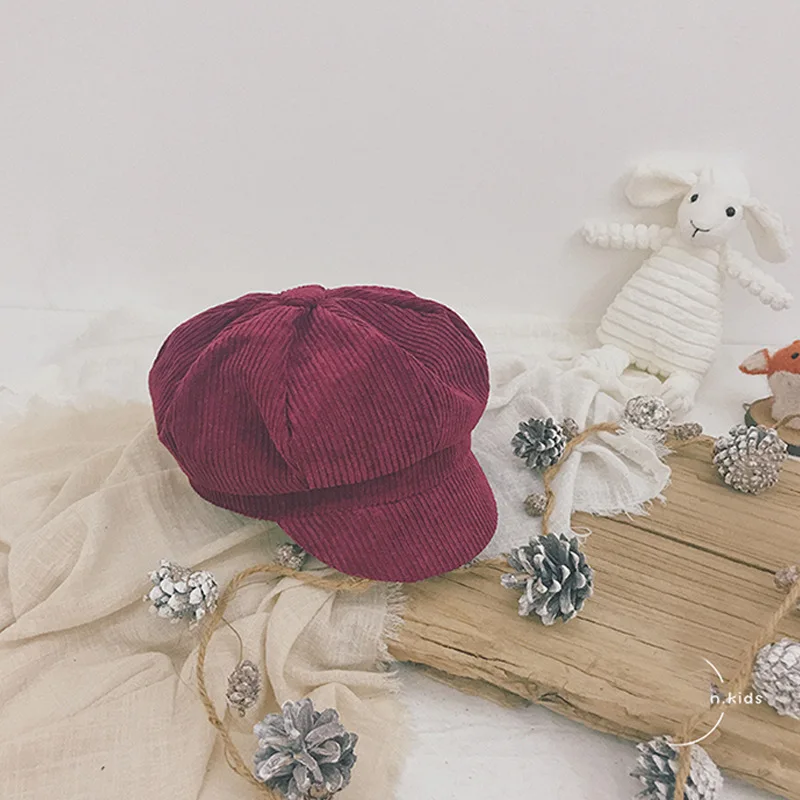 Зимние модные вельветовые Восьмиугольные шапочки для девочек коллекция 2019 года