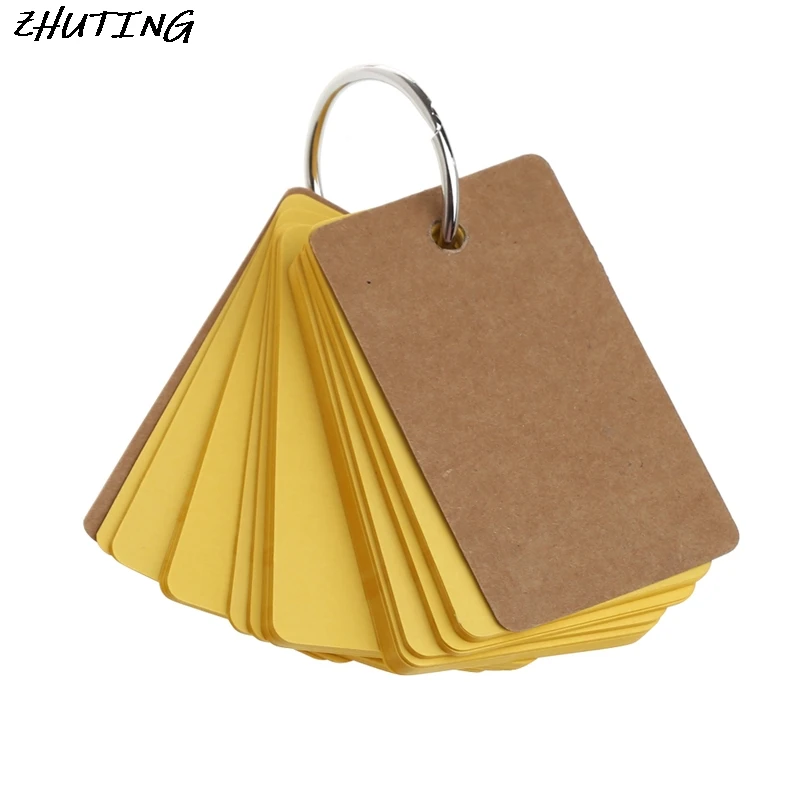 

Kraft Paper Binder Ring Easy Flip Flash Cards Study Memo Pads DIY Stationery