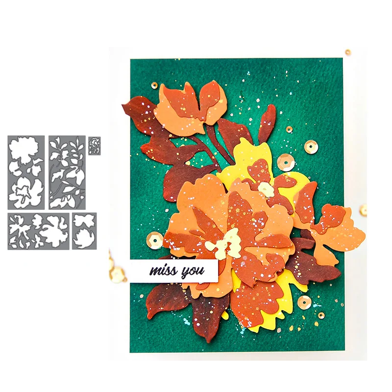 

Metal Cutting Dies Rectangle Flowers Background Craft Stencil Diy Scrapbooking Handmade Card Make Shape Album Decor Mold Model