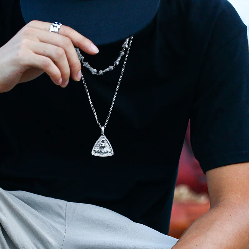 

Fashion Money Bag Pendant Necklace Geometric Shape Hip Hop Women Men Chain Jewelry Zircon Crystal Bling Party Banquet Boy Gift