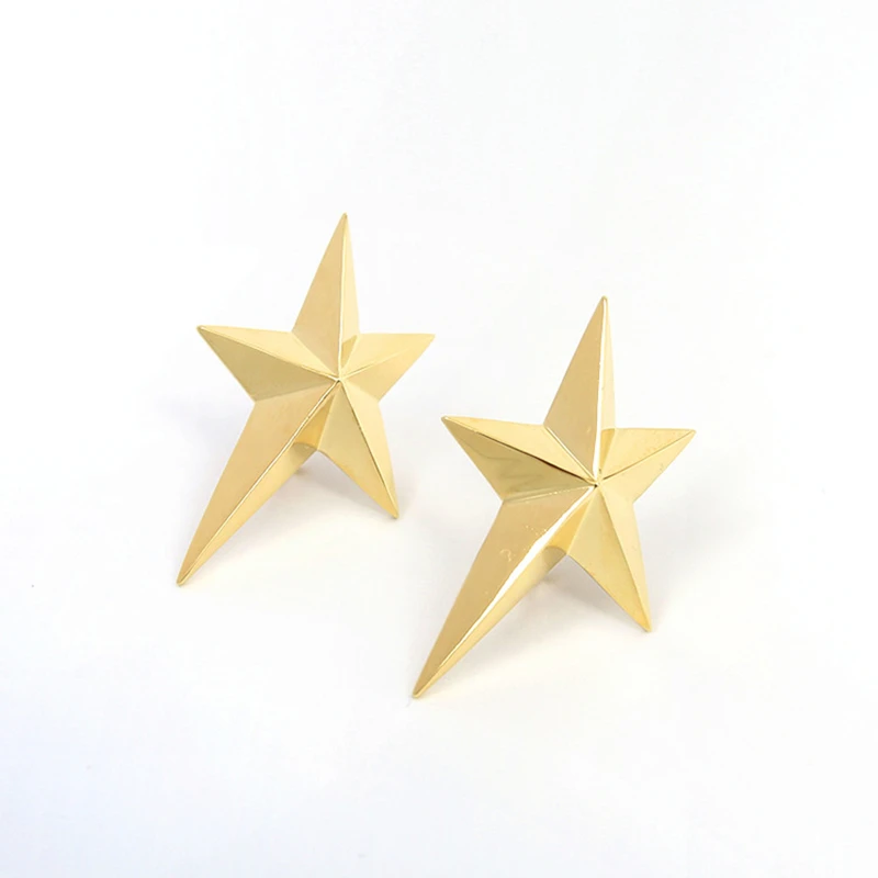 

HANGZHI 2021 New Punk Trendy Simple Texture Five-pointed Star Geometry Metal Ear Bone Clip Earring For Women Girls Party Jewelry