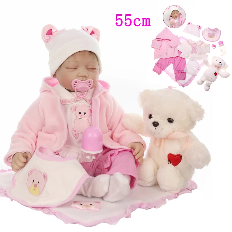 

55cm Reborn Dolls Lifelike Reborn Baby Doll Sleeping Baby Soft Body Dolls Silicone Toys for Kids Drop Shipping Dolls for Girls
