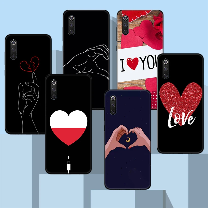 

Love Heart Black Phone Case For Xiaomi Redmi Note 10 Pro 10S 9S 8T 7 8 9 9A 9C 9T 8A 7A 6A 5 6 Cover Capa Colorfu Housing
