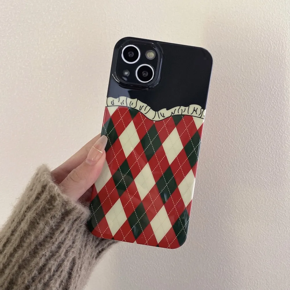 Мягкий чехол с красно-белым ромбовидным узором для iphone 11 12 13 Pro Max XS X XR 7 8 plus SE 2020