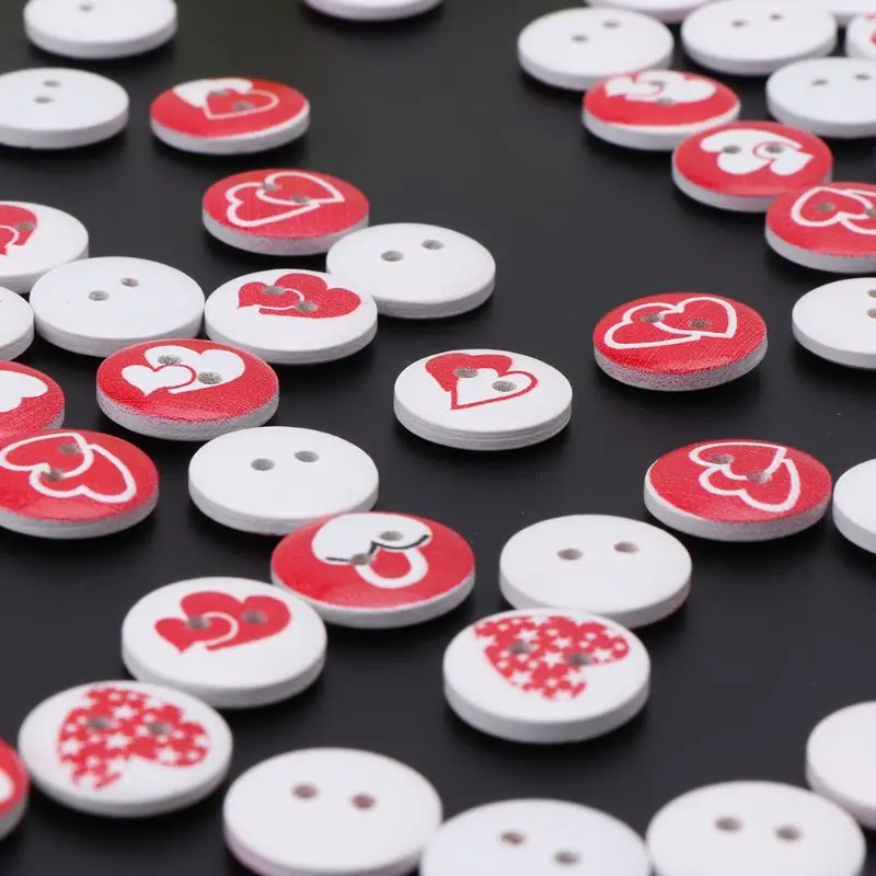 2020 новинка 100 шт Деревянный красный белый сердце любовь Деревянные ломтики