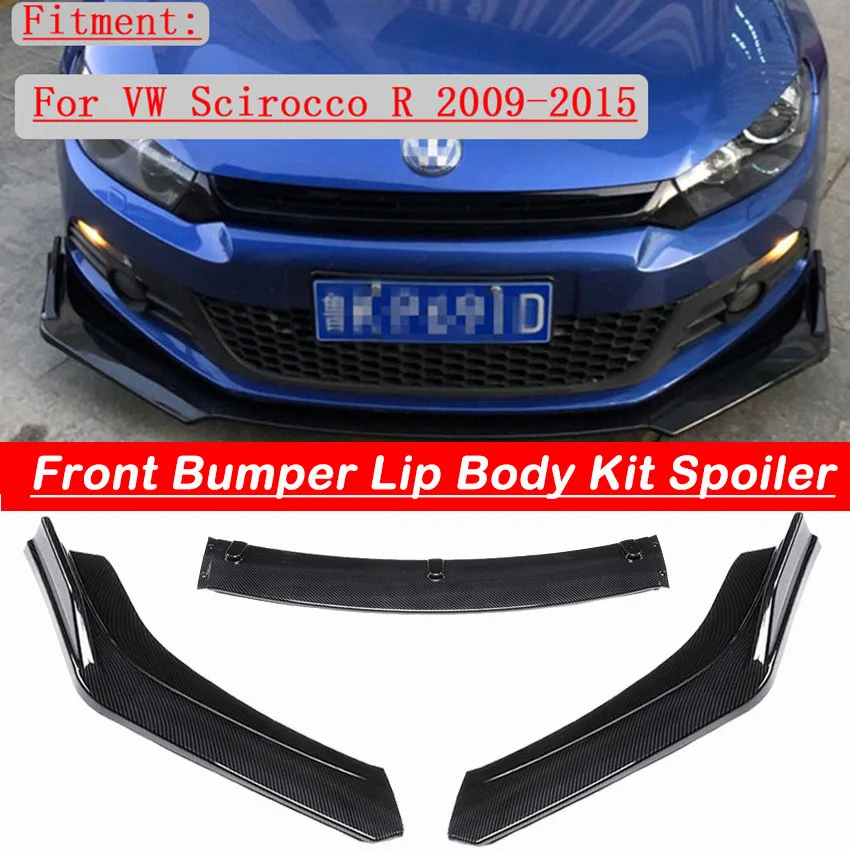 

Front Bumper Spoiler Protector Plate Lip Body Kit Carbon Surface Car Decorative Strip Chin Shovel For VW Scirocco R 2009-2015