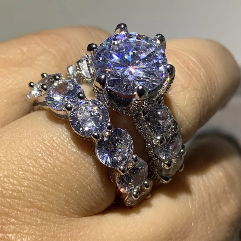 Супер сверкающие Роскошные ювелирные изделия Большой Белый ааааа кубический