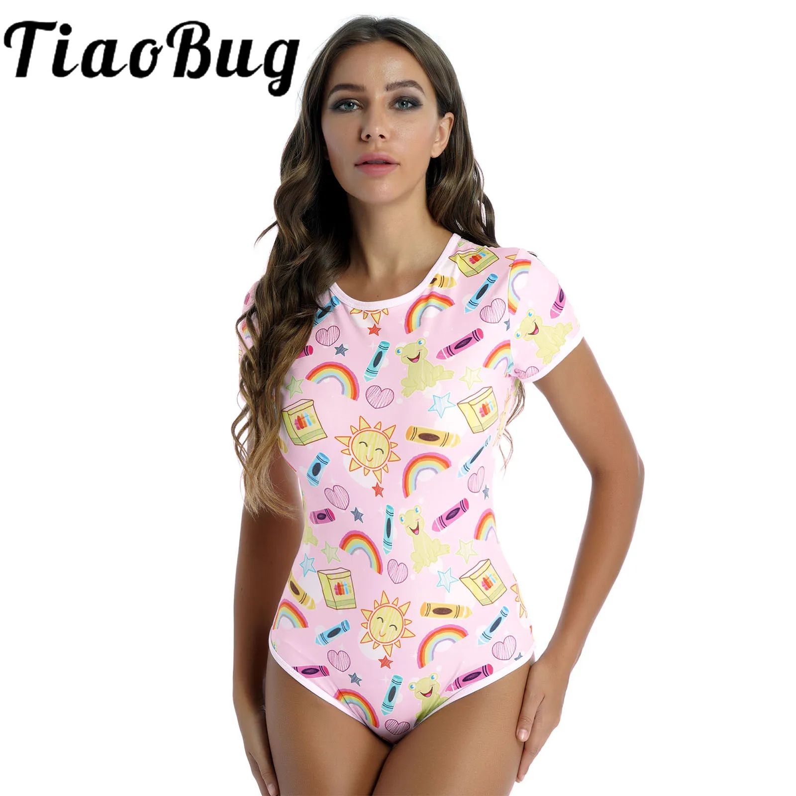 

Женское боди с коротким рукавом и круглым вырезом