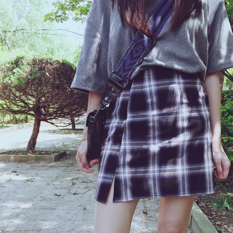 Новинка 2018 женская желтая клетчатая мини-юбка в английском стиле с разрезом