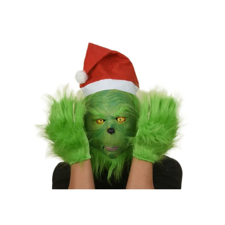 Смешной Grinch палантин Рождество маска для вечеринки Косплей Санта Рождество полный голова латексная маска далее взрослый костюм маска реквизит