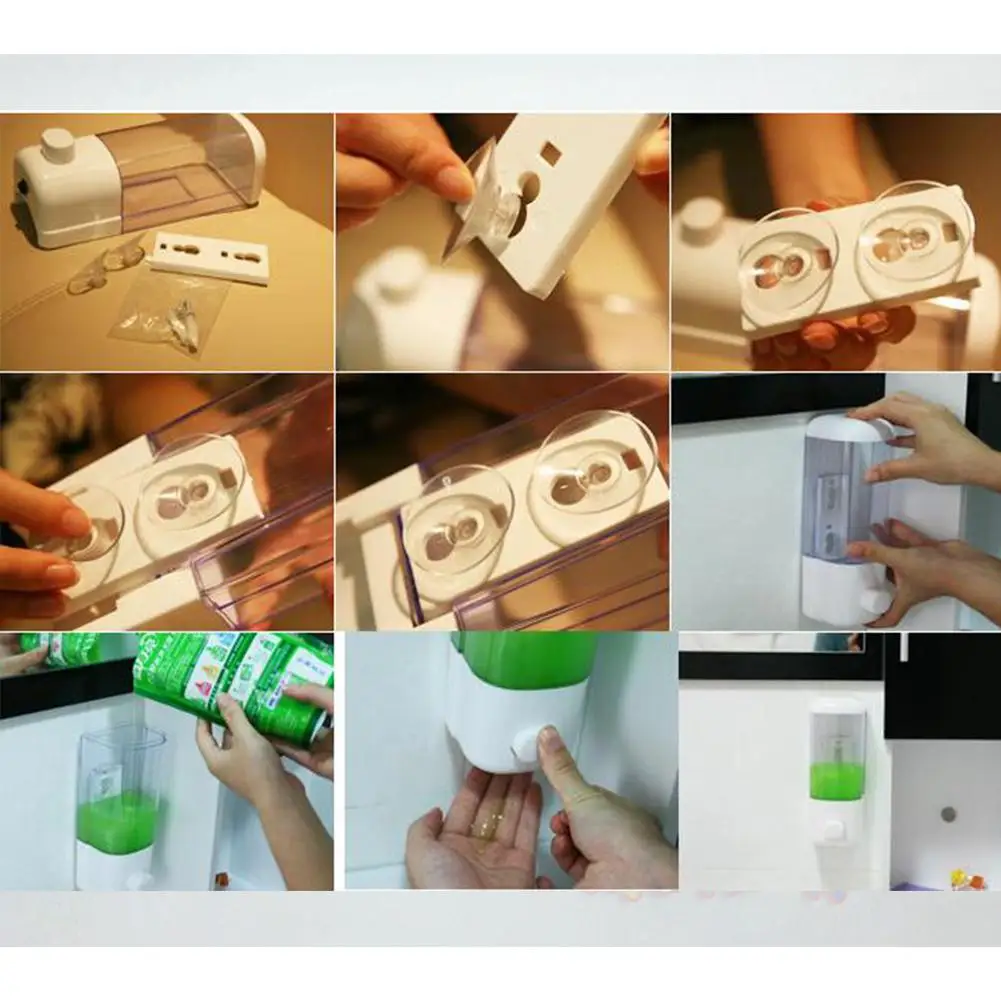 Дозатор для мыла 500 мл настенное крепление ванной комнаты контейнер шампуня