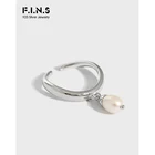 F.I.N.S в Корейском стиле модные элегантные S925 серебряные кольца для женская подвеска из пресноводных жемчужин (Открытое кольцо серебро 925 ювелирные украшения