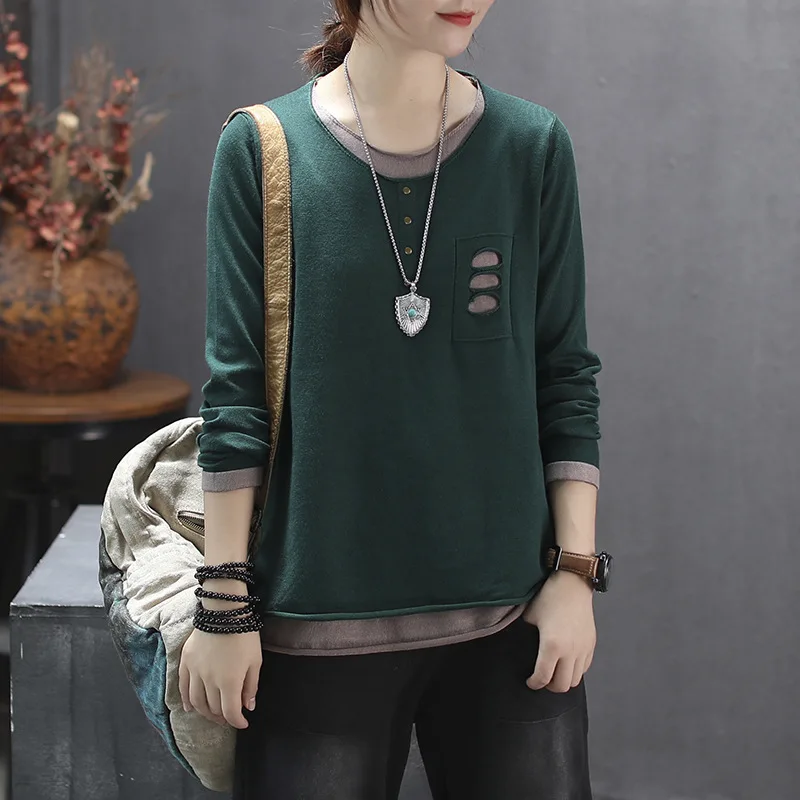 Женская трикотажная футболка пуловер из двух частей новинка искусственные в