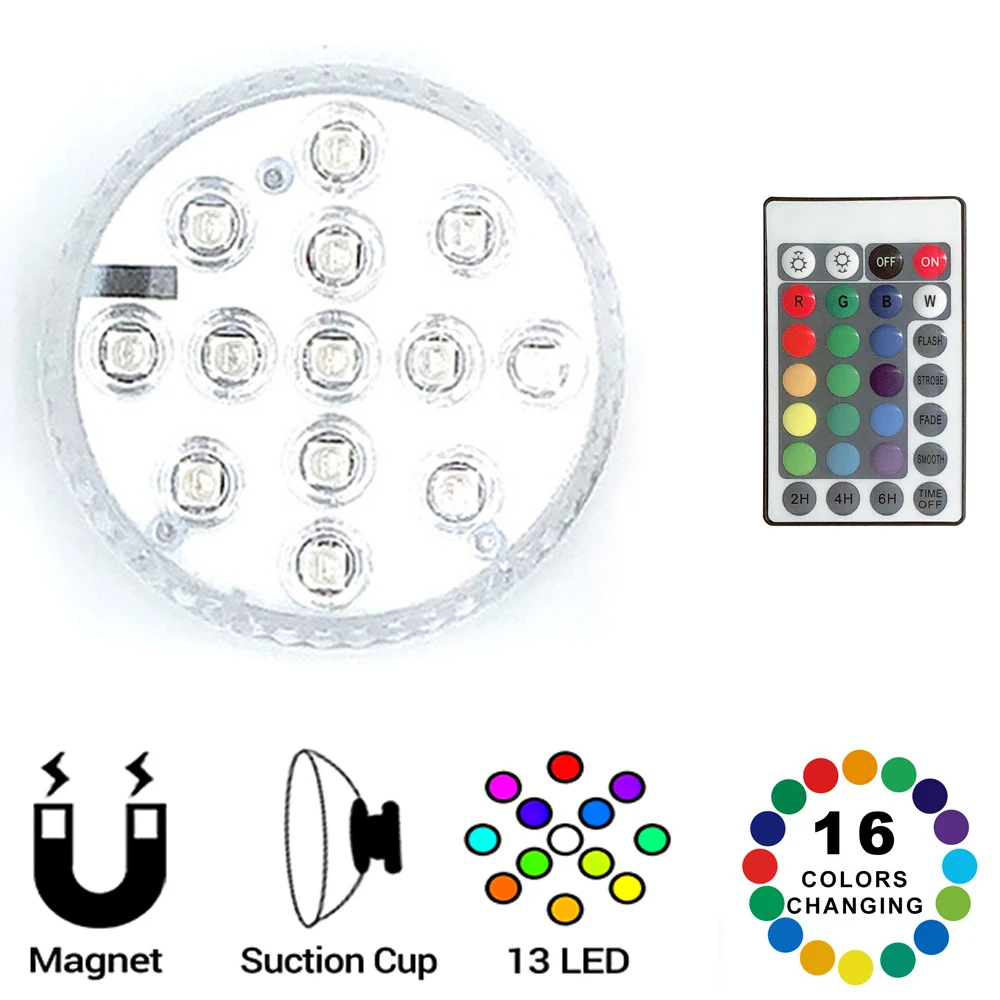 

1/2/4/6/8pcs LED Submersible Light 13leds Underwater Lights Waterproof Garden Wedding Party Decoration Swimming Pool led lights