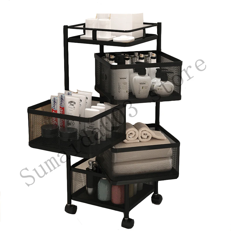 

Kitchen vegetable basket vegetable shelf floor multi-layer rotatable sundries square storage basket multifunctional storage rack
