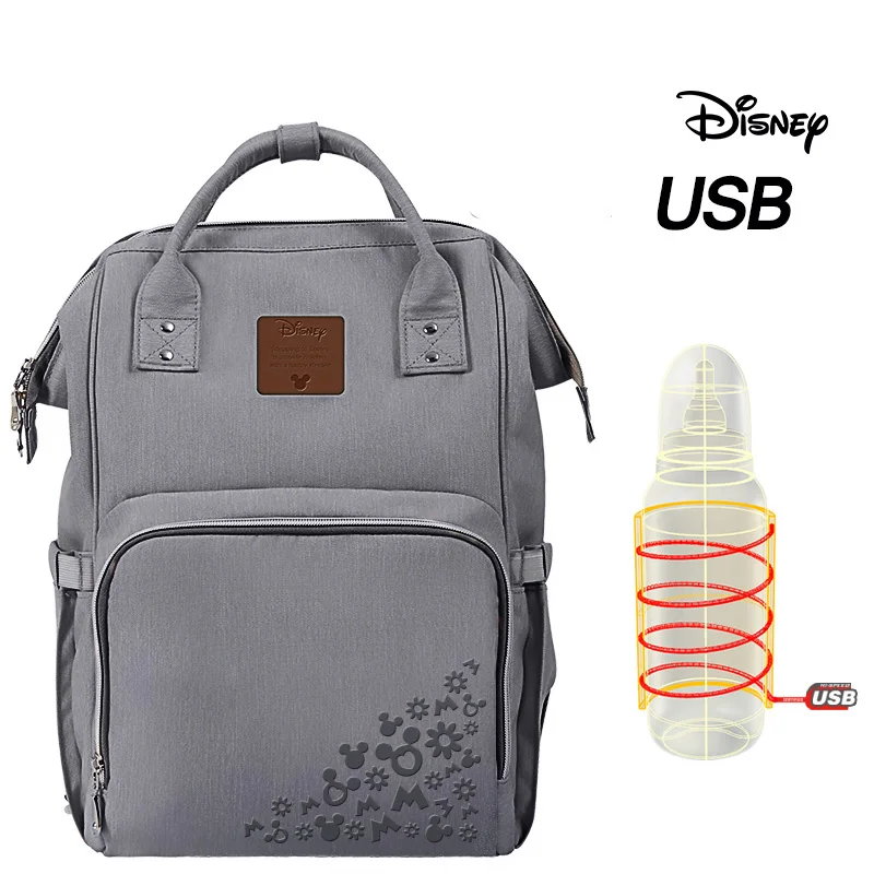 Сумки для подгузников Disney утепленный рюкзак с двумя плечами мам модный принт USB
