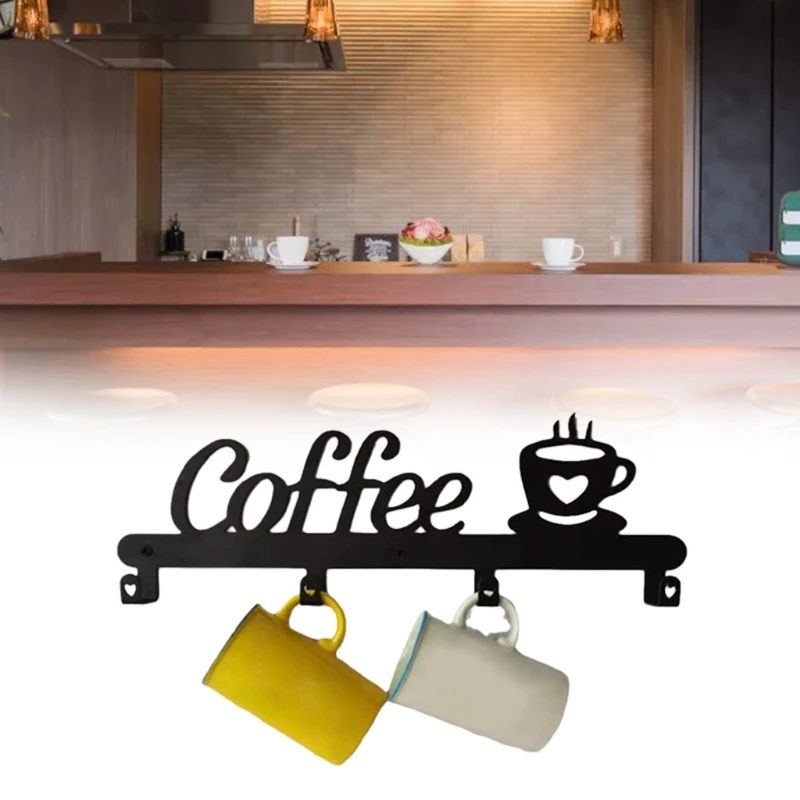 Держатель кофейной кружки настенное крепление вмещает 4 чашки подвесная стойка