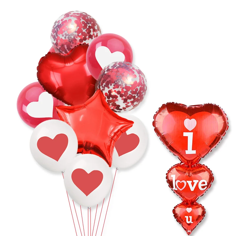 Воздушные гелиевые воздушные шары с красным сердечком ко Дню Святого Валентина