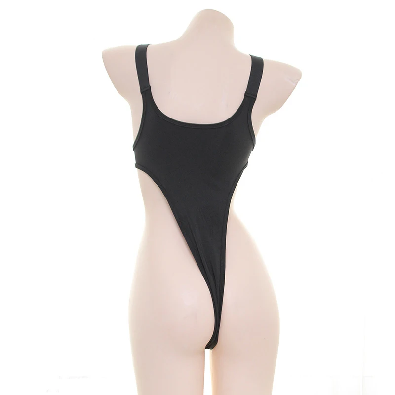 Комбинезон женский черный с пряжкой вырезами в стиле аниме для косплея