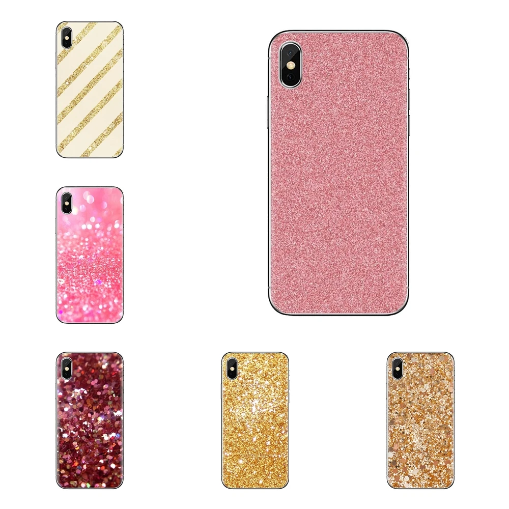 Rose gold glitter sparkles Pastel TPU Case For Samsung Galaxy S2 S3 S4 S5 MINI S6 S7 edge S8 S9 Plus Note 2 3 4 5 8 Coque Fundas |
