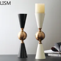 White Metal Marble Candle Holders Gold Candelabra Wood Lighthouse Candlestick Wedding Centerpieces Luxury Taper Candle Holder