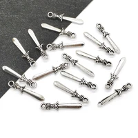 zinc alloy antique silver color sword shaped amulet pendant jewelry making supplies charms handmade diy necklace accessories