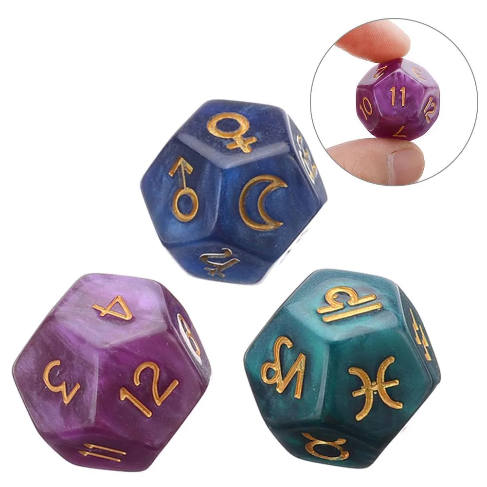 

Астрология Таро карты Созвездие Гадания и предсказания Dice красочные игровые аксессуары комплект из 3 предметов 12-сторонние кости смолы игр...